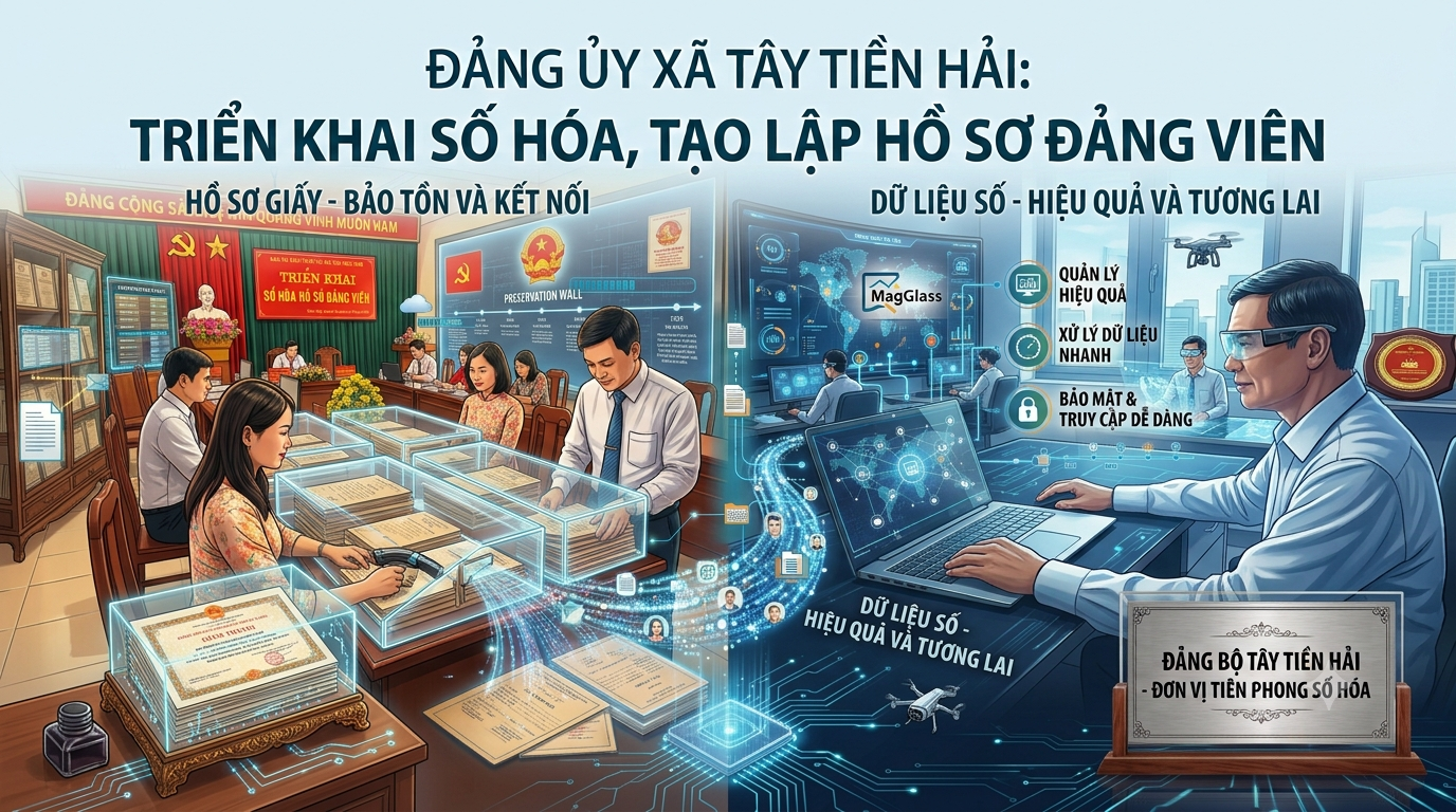 Đảng ủy xã Tây Tiền Hải triển khai số hóa, tạo lập hồ sơ đảng viên