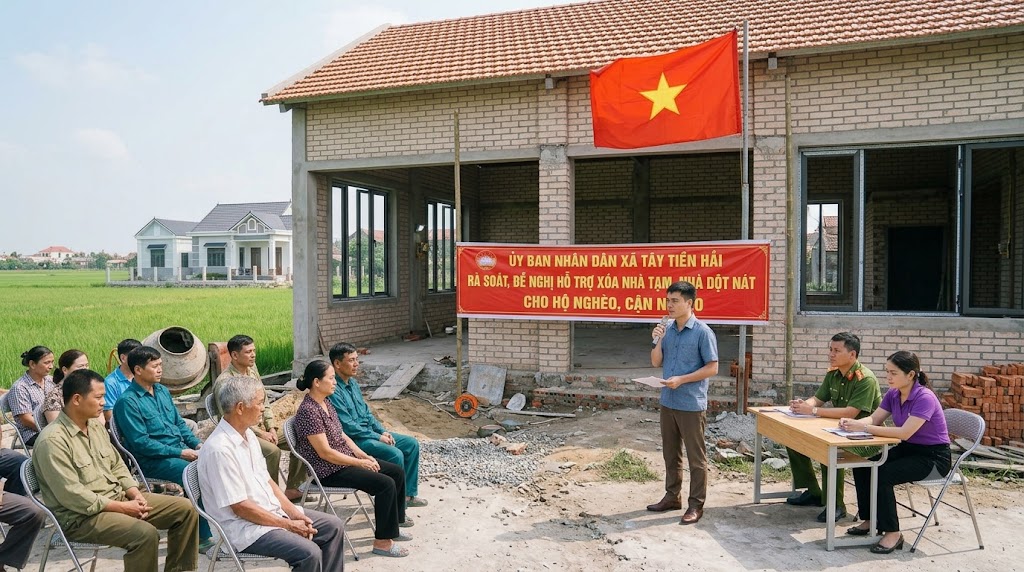 Tây Tiền Hải rà soát, đề nghị hỗ trợ xóa nhà tạm, nhà dột nát cho 9 hộ nghèo, cận nghèo