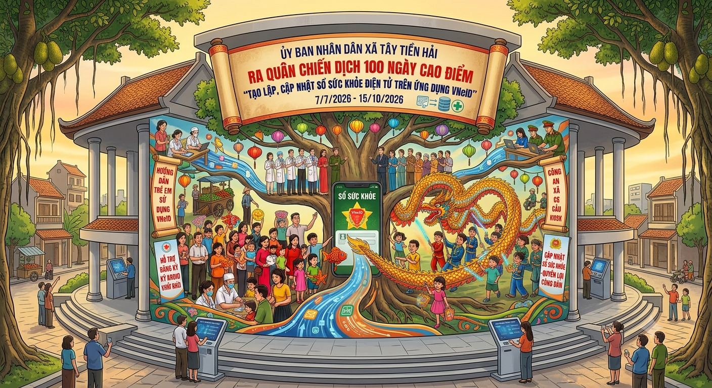 Tây Tiền Hải triển khai Chiến dịch 100 ngày tạo lập, cập nhật Sổ sức khỏe điện tử trên ứng dụng VNeID