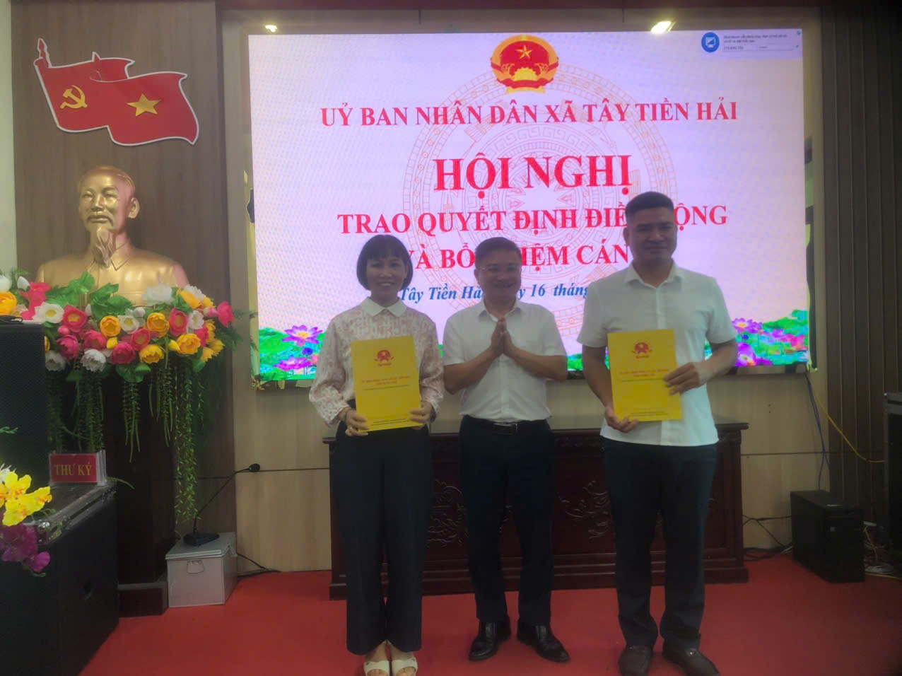 Tây Tiền Hải công bố các quyết định điều động, bổ nhiệm cán bộ