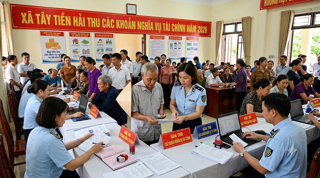 Xã Tây Tiền Hải triển khai thu 1,72 tỷ đồng các khoản nghĩa vụ tài chính