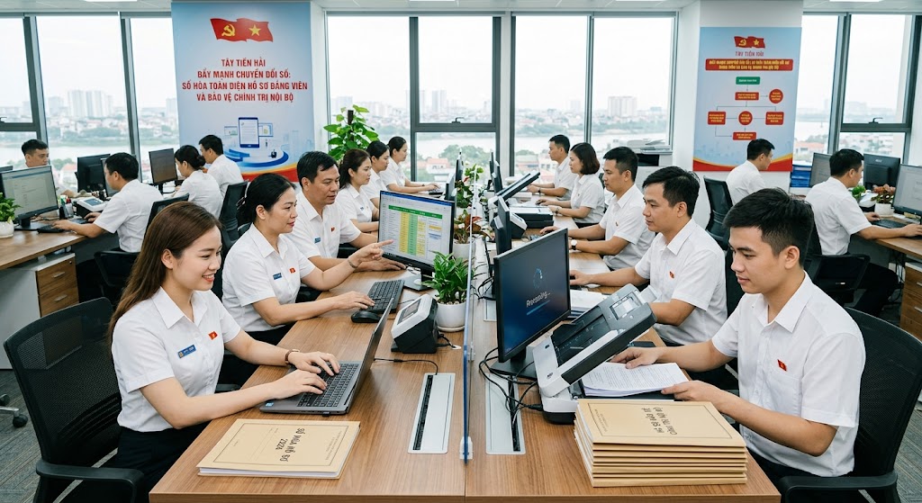 Tây Tiền Hải triển khai số hóa hồ sơ cán bộ, hồ sơ bảo vệ chính trị nội bộ